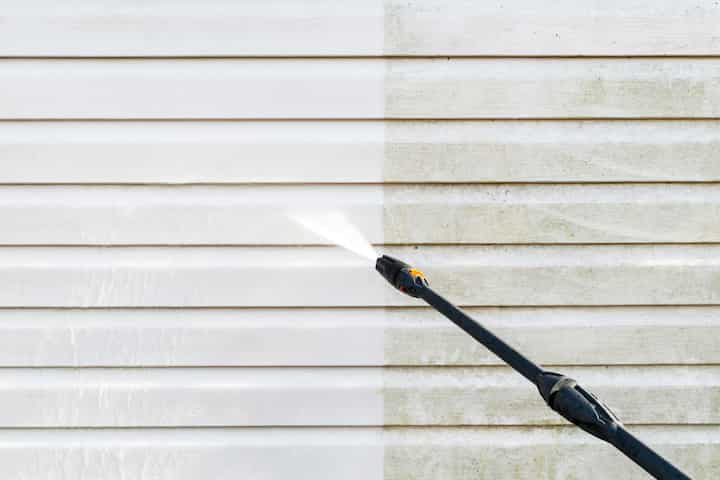 Residential exterior power washing in Anchorage, AK: Before and after transformation.